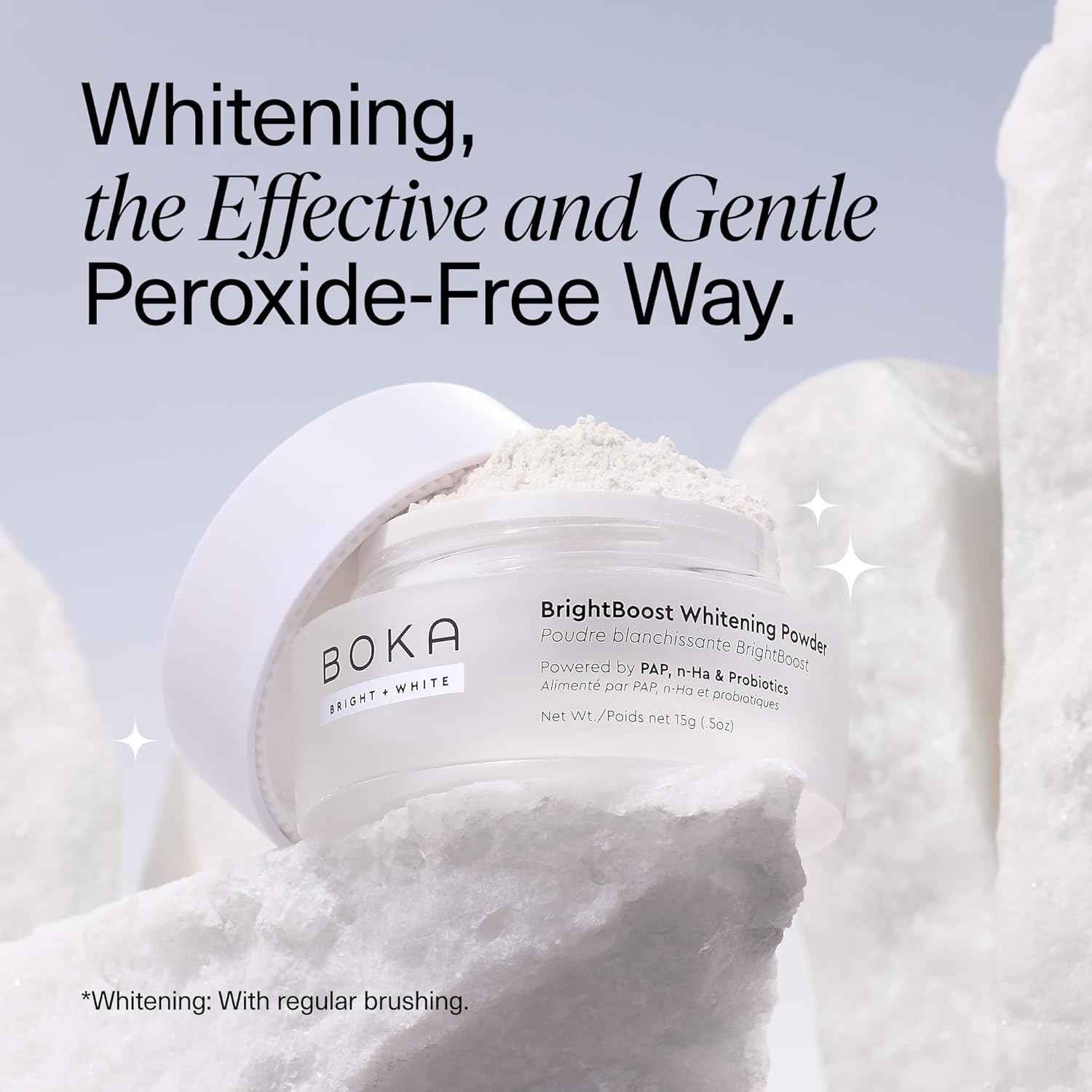 Boka Teeth Whitening Powder - Nano Hydroxyapatite, Appropriate for Sensitive Teeth, Whitening - Toothpaste Alternative with Essential Oils, Has Probiotics, Multivitamins & Aloe