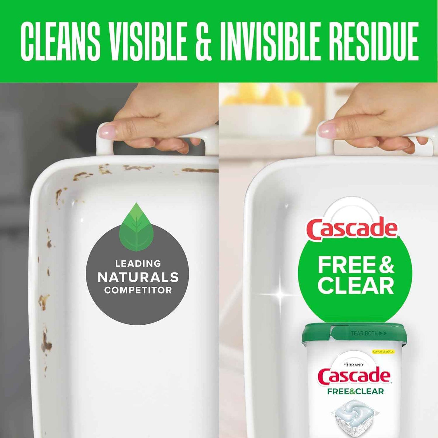 Cascade Free & Clear Dishwasher Pods, Dishwasher Detergent, Dish Detergent Soap, Unscented