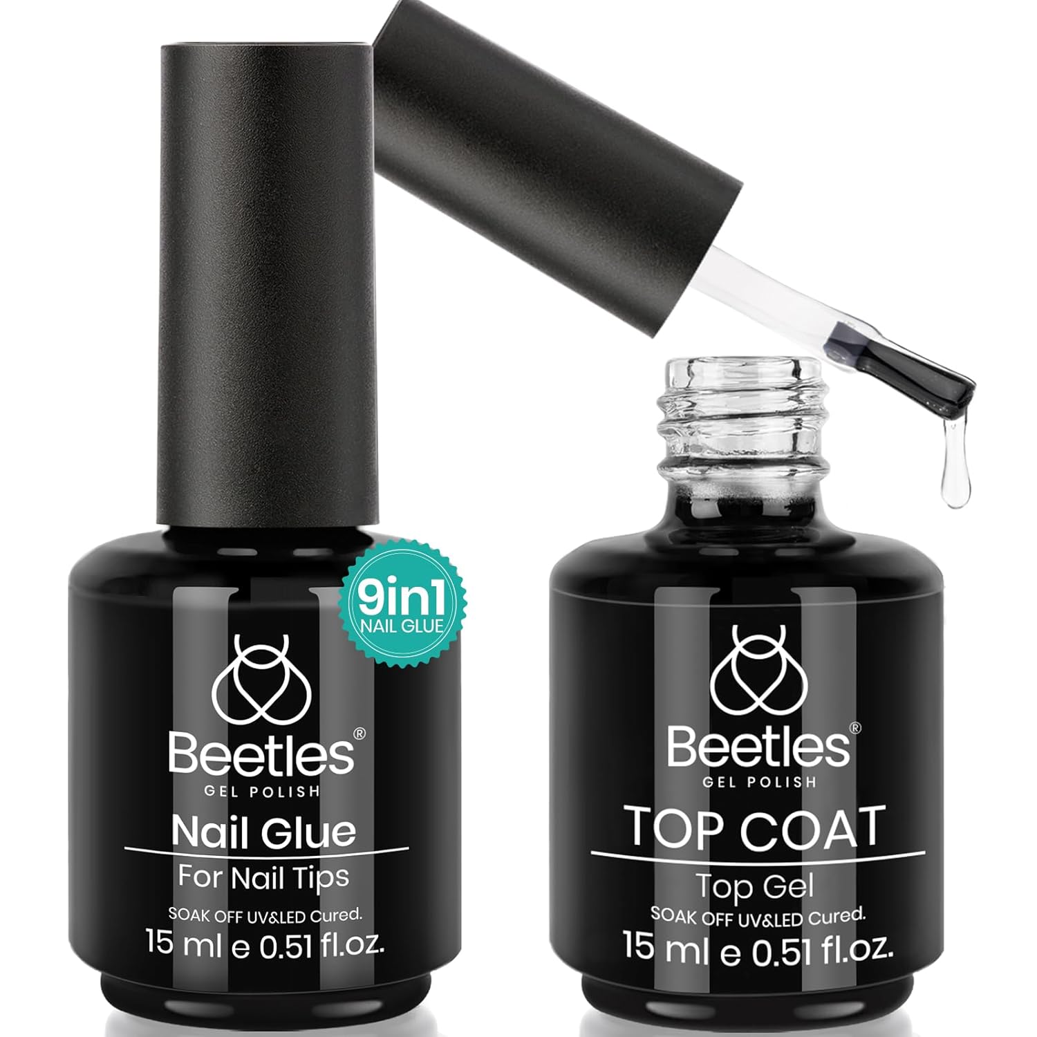 Beetles_Gel_Nail_Glue_and_No_Wipe_Top_Coat_Kit,_2Pcs_15ml_9_In_1_UV_Nail_Glue_for_Acrylic_Nail_Tips_Clear_Press_On_Nails,_Easy_Nail_Extension_Gel,_Soak_Off_LED_Shine_Finish_DIY_Home_Manicure