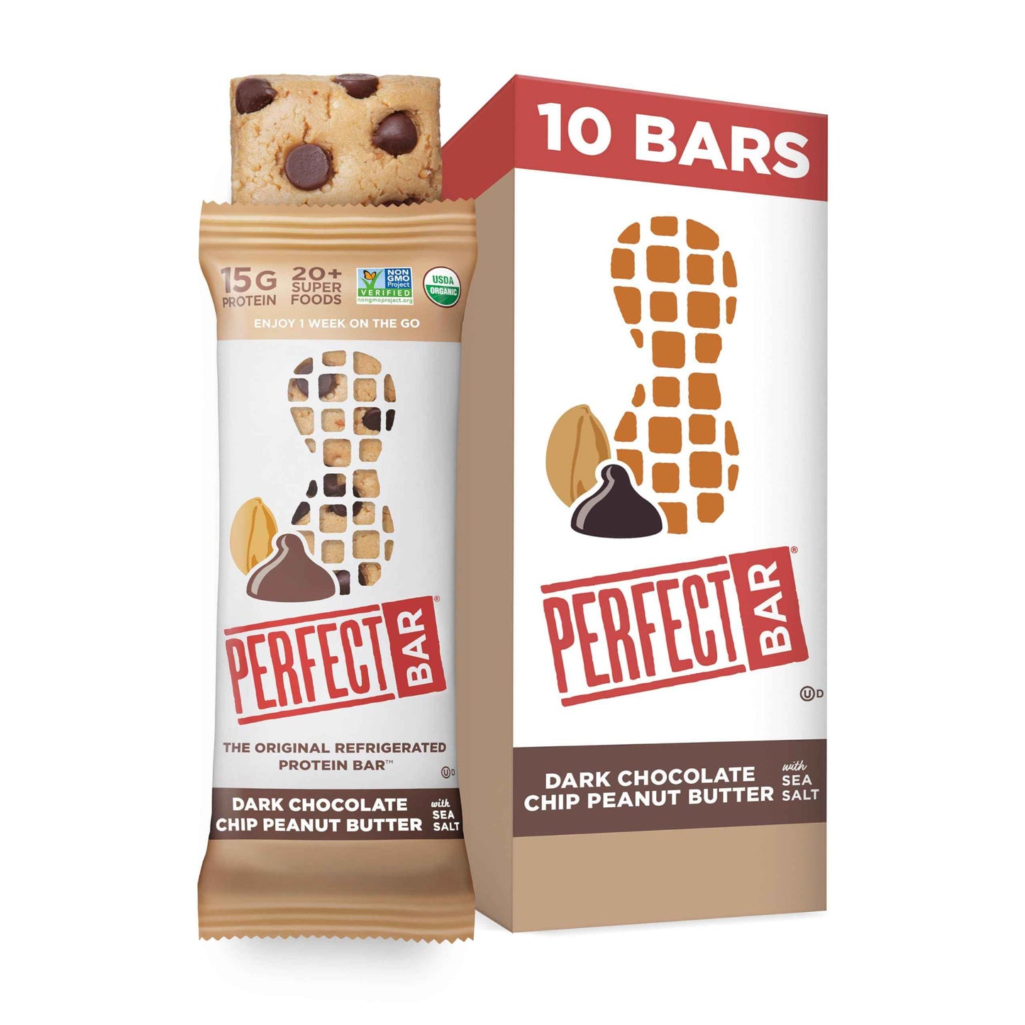 Perfect Bar Protein Bars, Gluten Free, Made with Organic Honey, Cookie Dough Texture, Refrigerated