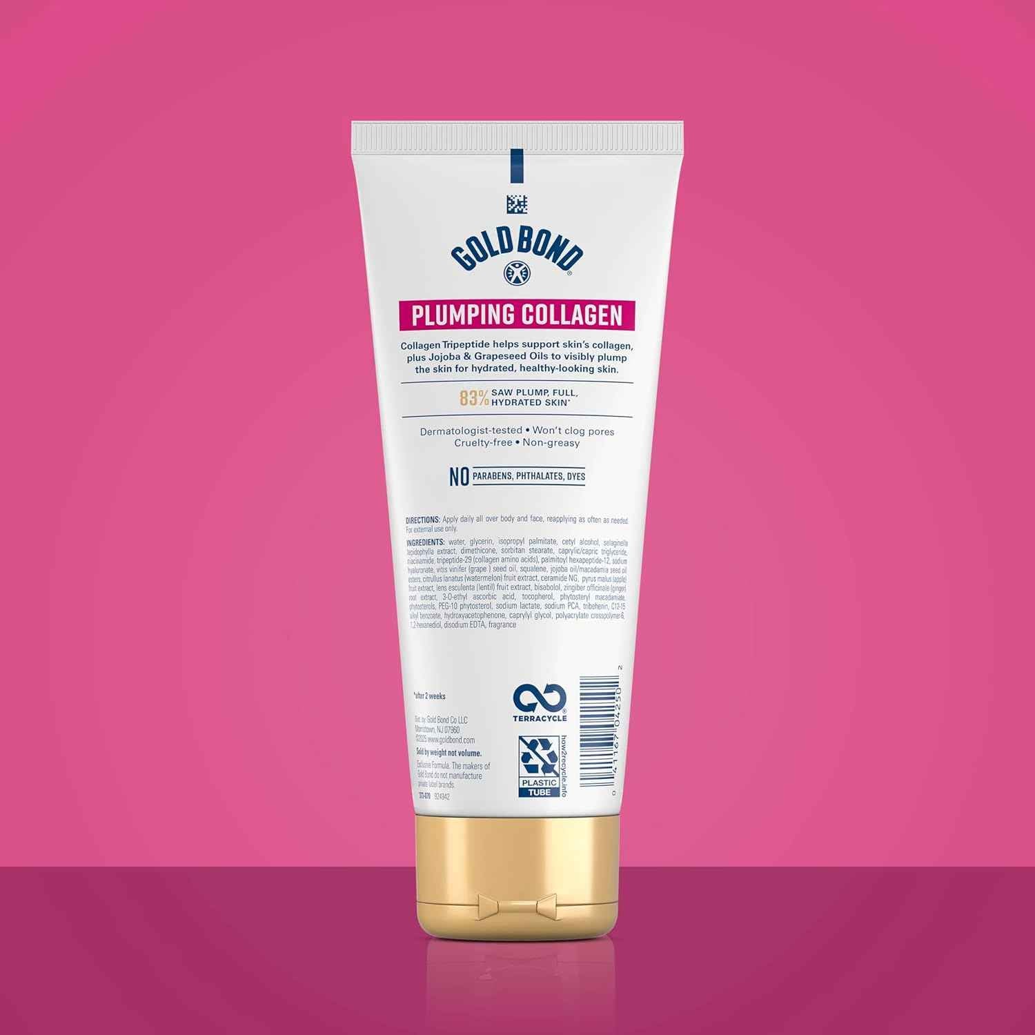 Gold Bond Plumping Collagen Body & Face Serum Lotion, Lightweight Hydrating Moisturizer with Collagen Peptide Complex, Jojoba and Grapeseed Oils to Visibly Plump Skin, Cherry Blossom Scent
