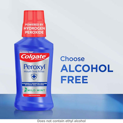 Colgate Peroxyl Antiseptic Mouthwash and Mouth Sore Rinse, 1.5% Hydrogen Peroxide, Mild Mint