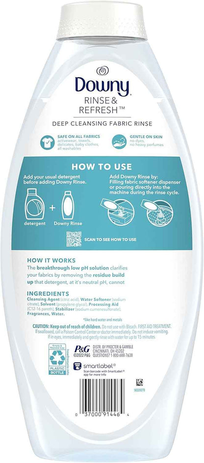 Downy Rinse Laundry Odor Remover, Cool Cotton Scent, Fabric Softener And Laundry Odor Removal Rinse, Fights Odors At The Source, HE Compatible