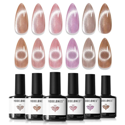 modelones Cat Eye Magnet Set, 15PCS French Cateye Gel Nail Polish Magnet Nail Art Tools Set Heart Magnet for Cat Eye Magnet Square Round Magnet Stick Diverse Glassy Cateye Effect for Women