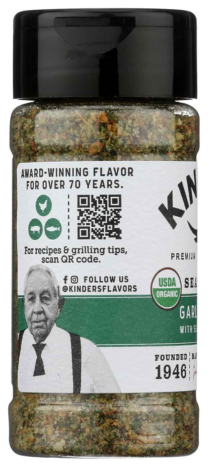 Kinders Organic Garlic Herb Sea Salt & Lemon Seasoning, 3.2 OZ