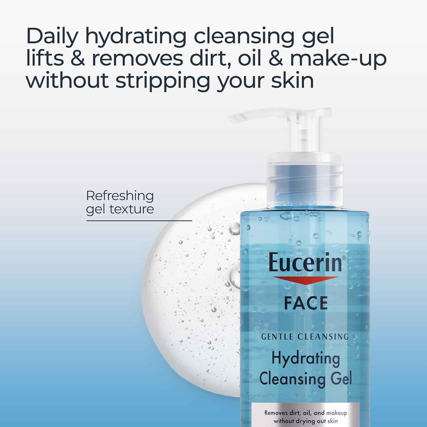 Eucerin Face Gentle Cleansing Hydrating Cleansing Gel, Daily Face Wash and Makeup Remover with Hyaluronic Acid