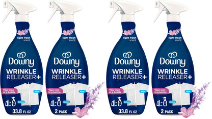 Downy Wrinkle Releaser Spray, All In One Wrinkle Release Spray, Odor Eliminator, Static Remover, Fabric Refresher & Ironing Aid for Clothes, 33.8 Fl Oz, Unstopables Fresh Scent