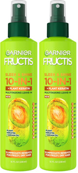 Garnier Fructis Sleek & Shine 10-in-1 for Frizzy, Dry Hair, Plant Keratin, 8.1 Fl Oz