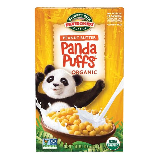 EnviroKidz_Organic_Panda_Puffs_Cereal,_10.6_oz_(Pack_of_1),_Peanut_Butter,_Gluten_Free,_Non-GMO,_by_Nature's_Path