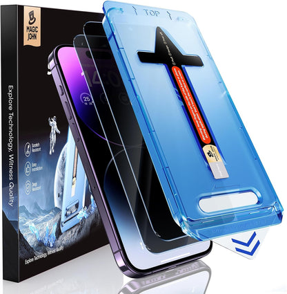 MAGIC_JOHN_2_Pack_for_iPhone_14_Pro_Max_6.7_inch_Privacy_Tempered_Glass_Screen_Protector,_Auto_Dust-Elimination_Installation,_Easy_Installation,_Bubble_Free