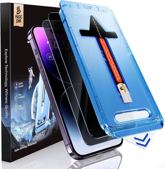 MAGIC_JOHN_2_Pack_for_iPhone_14_Pro_Max_6.7_inch_Privacy_Tempered_Glass_Screen_Protector,_Auto_Dust-Elimination_Installation,_Easy_Installation,_Bubble_Free