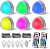 EverBrite Tap Light, Push Light, LED Puck Lights with 12 RGB Colors, Wireless Touch Light Under Cabinet, 80 Lumens Night Light for Closet, Bedroom, Wall, Classroom, 9 AAA Batteries Included, 3-Pack