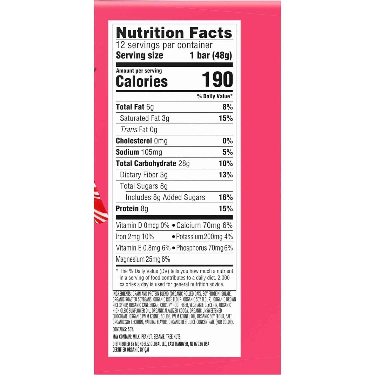 LUNA Bar - Chocolate Peppermint Stick Flavor - Gluten Free Snack Bars - Non-GMO - Protein Bars - Made with Organic Oats - Value Pack (12 Pack)
