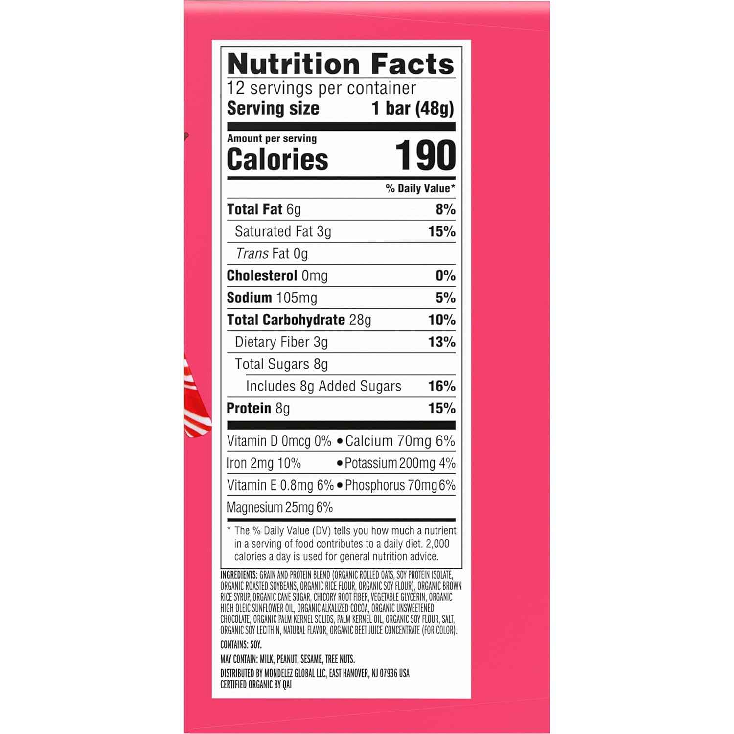 LUNA Bar - Chocolate Peppermint Stick Flavor - Gluten Free Snack Bars - Non-GMO - Protein Bars - Made with Organic Oats - Value Pack (12 Pack)