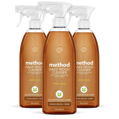 Method Daily Hardwood Cleaner, Almond, Cleans Shelves, Tables and Other Wooden Surfaces While Removing Dust & Grime, 28 Fl Oz