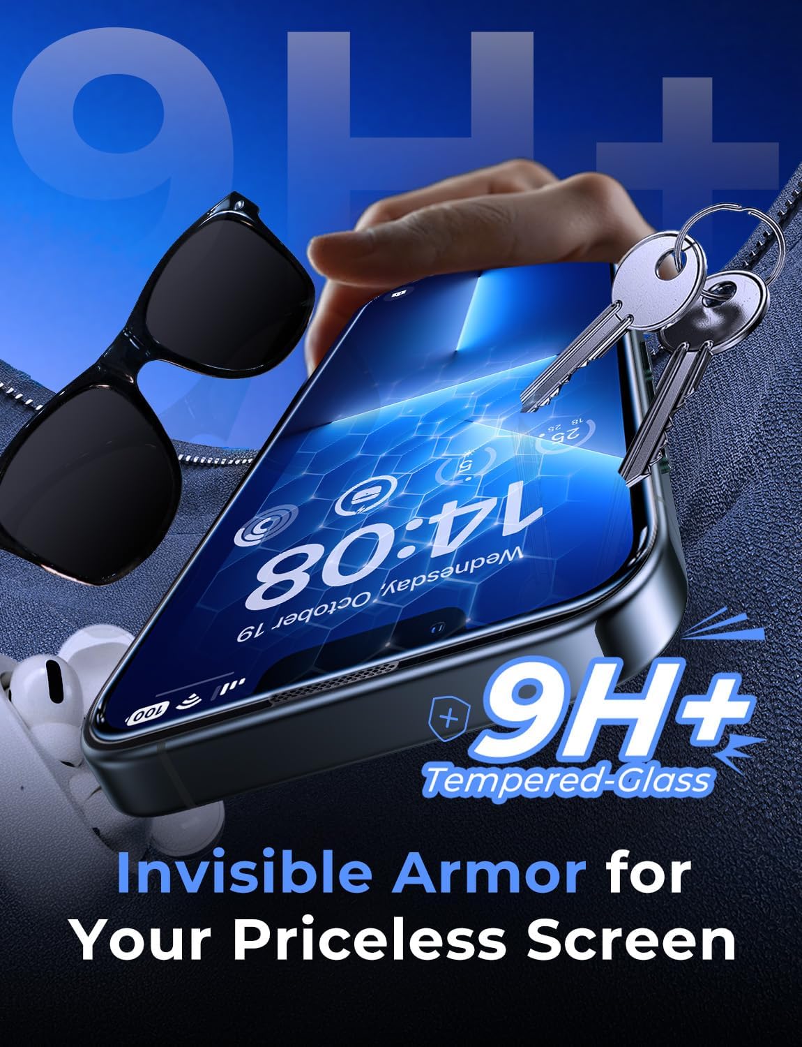 MAGIC_JOHN_2_Pack_for_iPhone_13_Pro_Max/iPhone_14_Plus_6.7_inch_Tempered_Glass_Screen_Protector,_Auto_Dust-Elimination_Installation,_Bubble_Free,_HD_Clear,_Easy_Installation