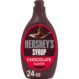 HERSHEY'S Chocolate Syrup Bulk Jug  - fat free and gluten free genuine chocolate flavored syrup packaged in a closeable bulk jug with a syrup pump