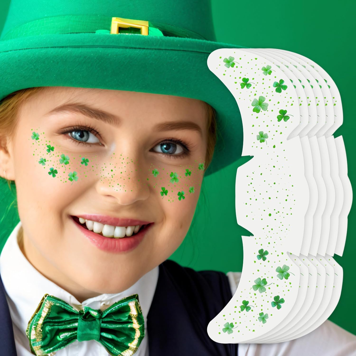 St_Patricks_Day_Accessories,_Green_Shamrock_Temporary_Face_Glitter_Freckles_Tattoos,St_Patty's_Green_Face_Tattoos_Sparkle_Glitter_Makeup,Saint_Patrick's_Day_Outfit_for_Women,6_PCS