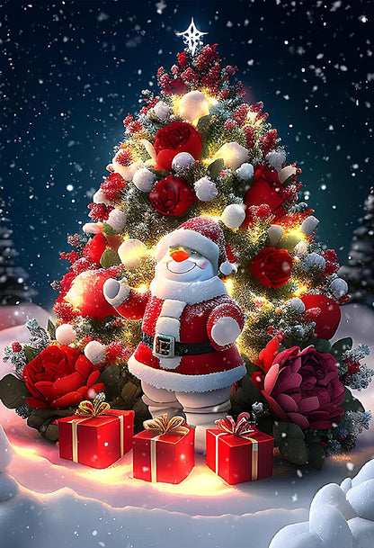 ULLiaN 5D Diamond Art Christmas for Adults, DIY Full Drill Diamond Painting, Rose Christmas Tree Crystal Rhinestone Diamonds Cross Stitch Picture for Winter Home Wall Decor Gifts 12x16inch