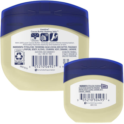 Vaseline_Cocoa_Butter_Healing_Jelly_Variety_Pack,_2_Sizes_(7.5_Oz_&_1.75_Oz)_–_Rich_Moisturizing_Ointment,_Protectant_&_Moisturizer_for_Dry_Skin