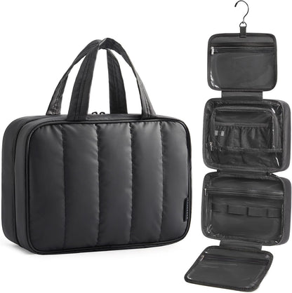 BAGSMART_Travel_Toiletry_Bag_for_women,_Portable_Hanging_Hook_Makeup_Bag_Organizer,_Waterproof_Makeup_Cosmetic_Bag,_for_Full-Size_Accessories,_Toiletries,Black