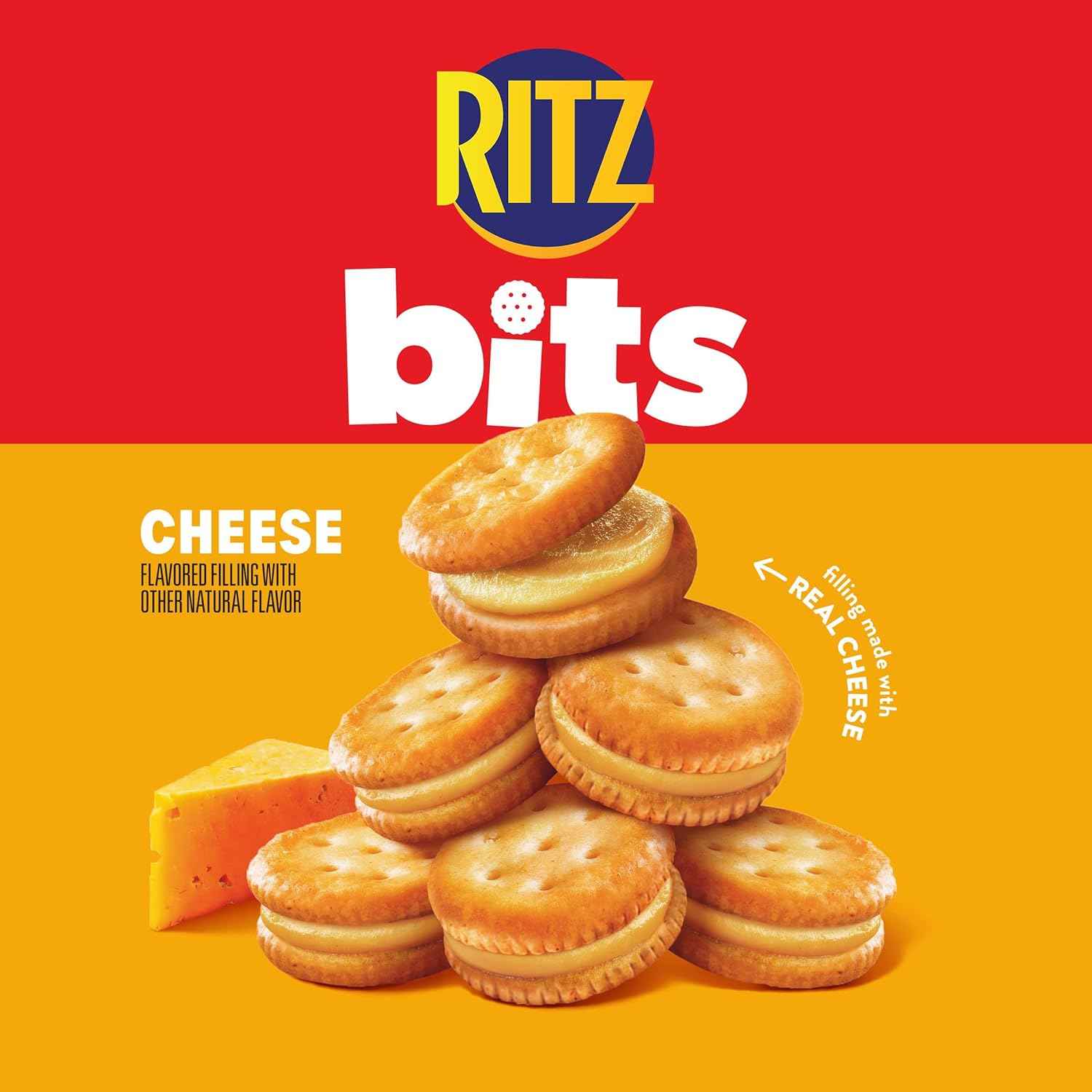 RITZ Bits Cheese Sandwich Crackers, Lunch Snacks, 10 Snack Packs