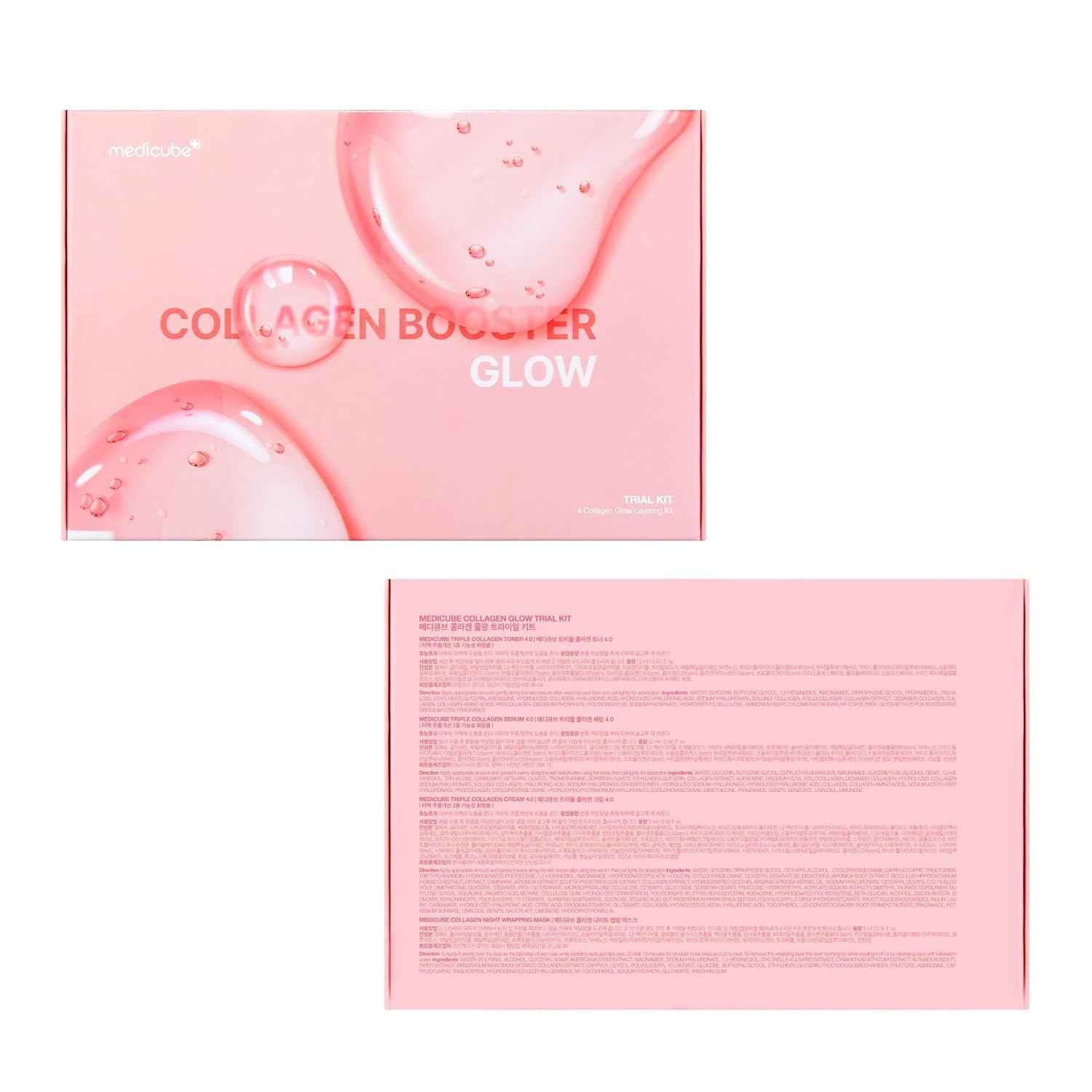 medicube Glass Skin Collagen Trial Kit | Korean Skincare Set and Kit | Gifts for women | 4-Step Skincare Set for glowy skin | Travel Size
