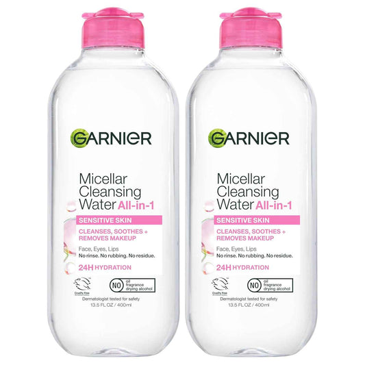 Garnier Micellar Water, Hydrating Facial Cleanser & Makeup Remover, Suitable for Sensitive Skin, Vegan, Cruelty Free