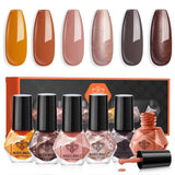 modelones Jelly Nail Polish 6 Colors, Sheer Nude Mini Nail Polish Set Red Pink Brown Quick Dry Spring Summer Fingernail Polish for DIY Nail Art Salon Home Gift for Women Girl