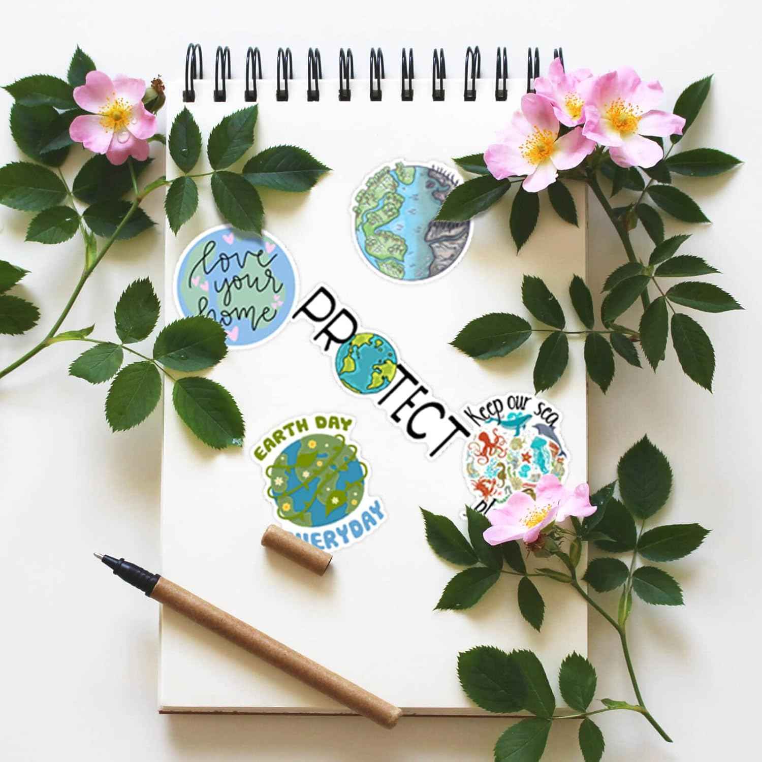 100PCS Earth Day Stickers, Environmental Protection Vinyl Waterproof Stickers for Water Bottles, Laptops, Skateboards & Notebooks, Save the Earth Environmental Decals for Kids Teens Students