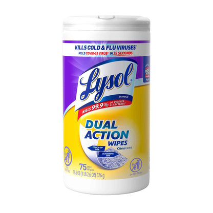 Lysol Dual Action Disinfectant Wipes, Multi-Surface Antibacterial Scrubbing Wipes, For Disinfecting and Cleaning, Citrus Scent