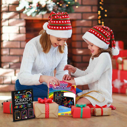 ZMLM Scratch Paper Art-Crafts Gift: 2 Pack Rainbow Notebooks Supplies Toys Easter Basket Stuffers for 3 4 5 6 7 8 9 10 Years Old Girls and Boys Kids Valentine's Day Birthday Party Travel Games