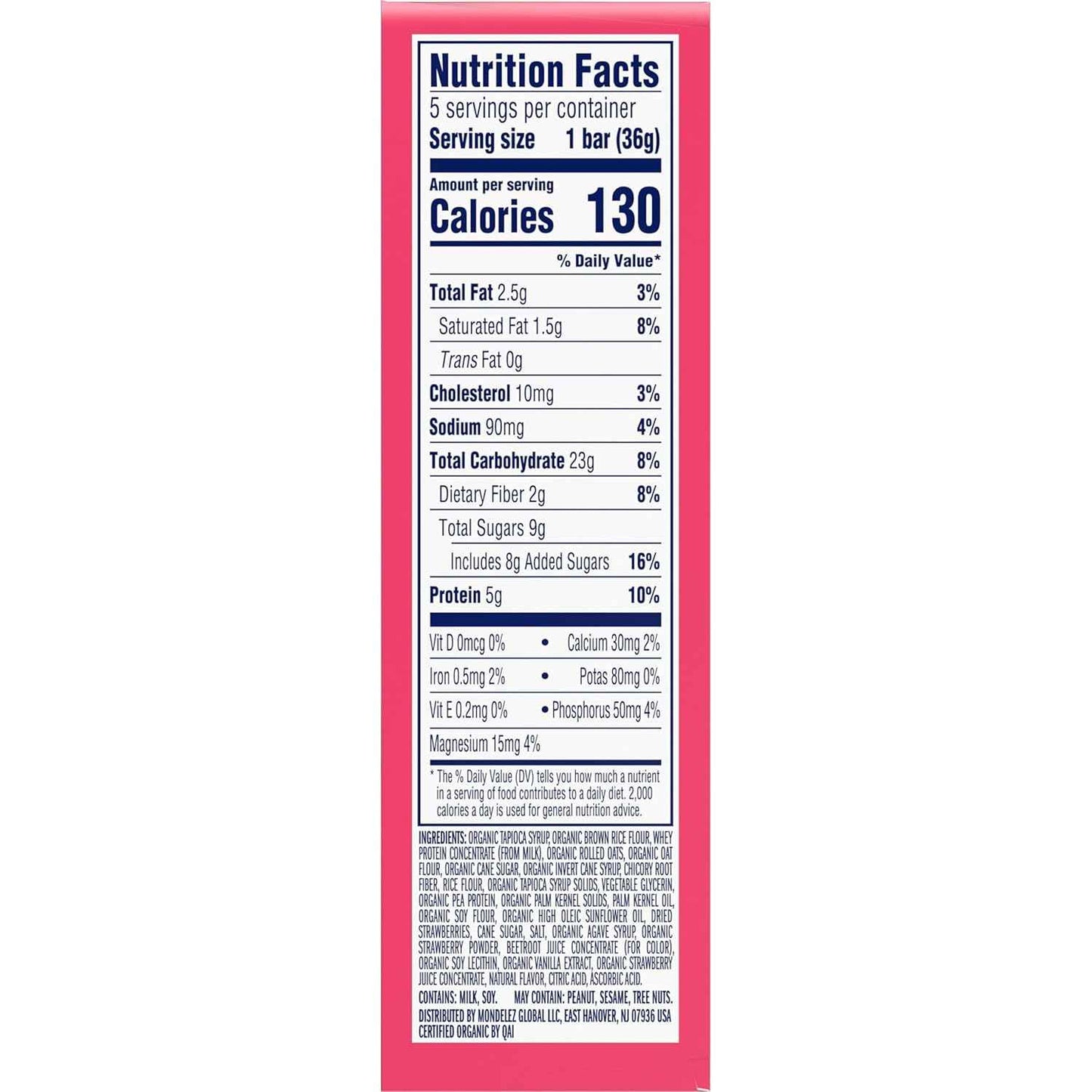 Zbar Protein - Strawberries 'N Creme - Crispy Snack Bars - Made with Organic Oats - Non-GMO - 5g Protein - Gluten Free Protein Bars (5 Pack)