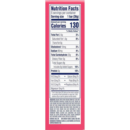Zbar Protein - Strawberries 'N Creme - Crispy Snack Bars - Made with Organic Oats - Non-GMO - 5g Protein - Gluten Free Protein Bars (5 Pack)
