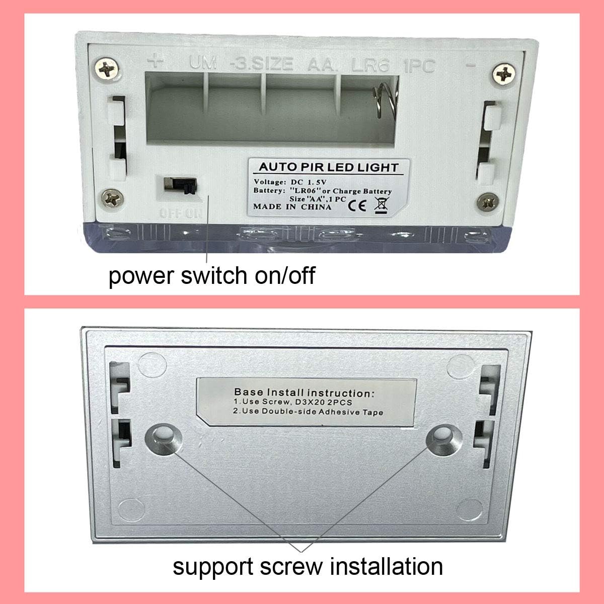 Home_Keyhole_Infrared_PIR_Wireless_Auto_Sensor_Motion_Detector_LED_Light_lamp_for_Kitchen_Hallway_Stairway_Silver