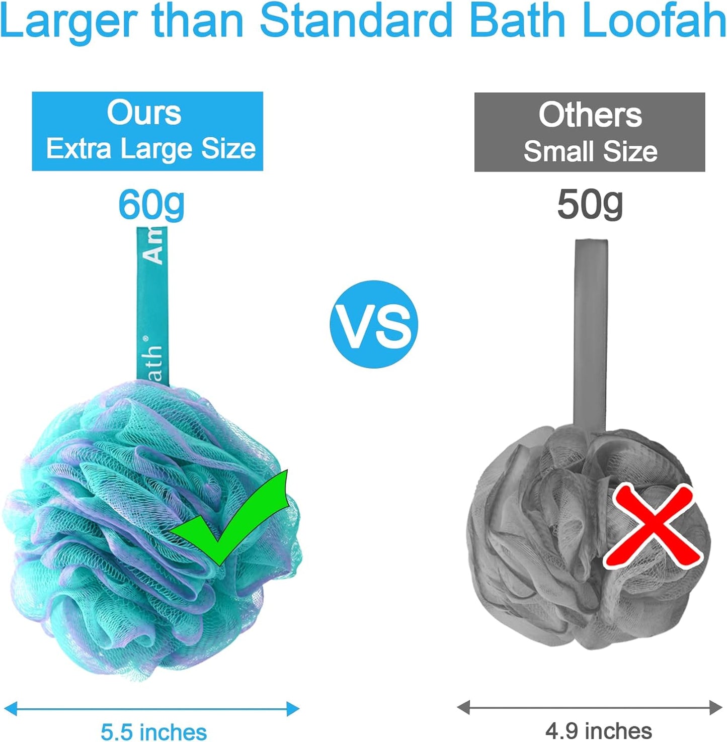 AmazerBath_Loofah_Sponge_60g/Piece,_Exfoliating_Bath_Sponge_Body_Scrubber_-_Loofa_Set_of_4_Flower_Color_(Green-Purple)