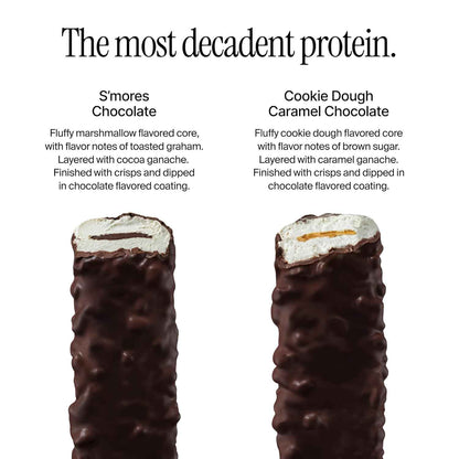 David Bronze High Protein Bars - Cookie Dough Caramel Chocolate Crunch & S'mores Chocolate Crunch Flavored Bar - 0g of Sugar, Low Carb, Gluten Free - 20g of Protein, 150 Calories - On-The-Go Snack, Pack of 8