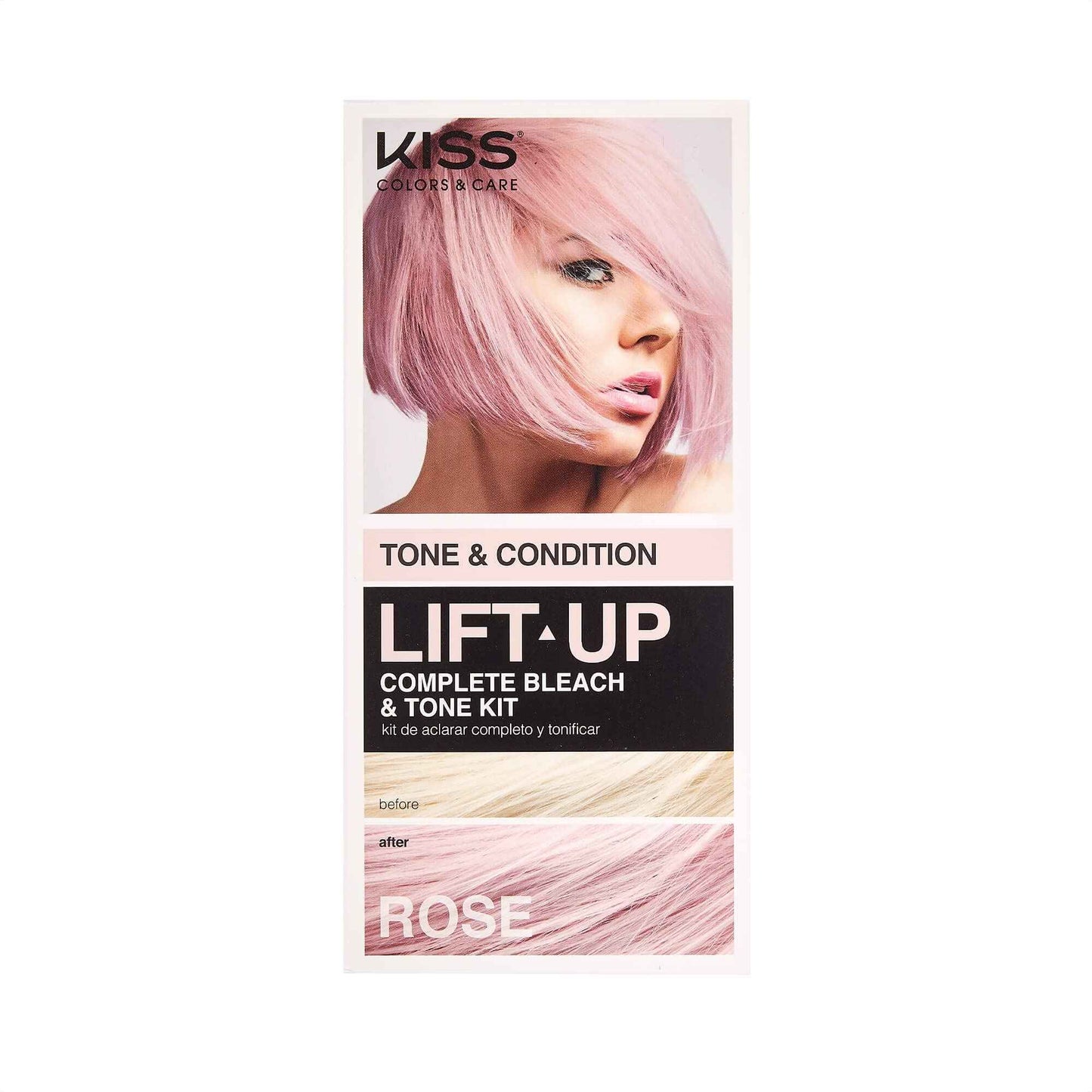 KISS Lift Up Complete Hair Bleach & Icy Silver Toner Kit, Gentle Conditioning Formula that Reduces Brassiness, Complete 6-Pc DIY, ICE