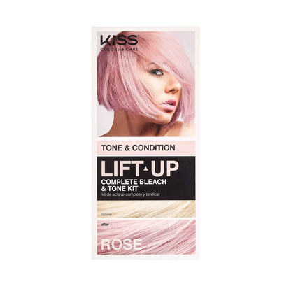 KISS Lift Up Complete Hair Bleach & Icy Silver Toner Kit, Gentle Conditioning Formula that Reduces Brassiness, Complete 6-Pc DIY, ICE