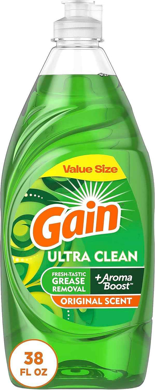 Gain Ultra Liquid Dish Soap, Original Scent, 38 oz.