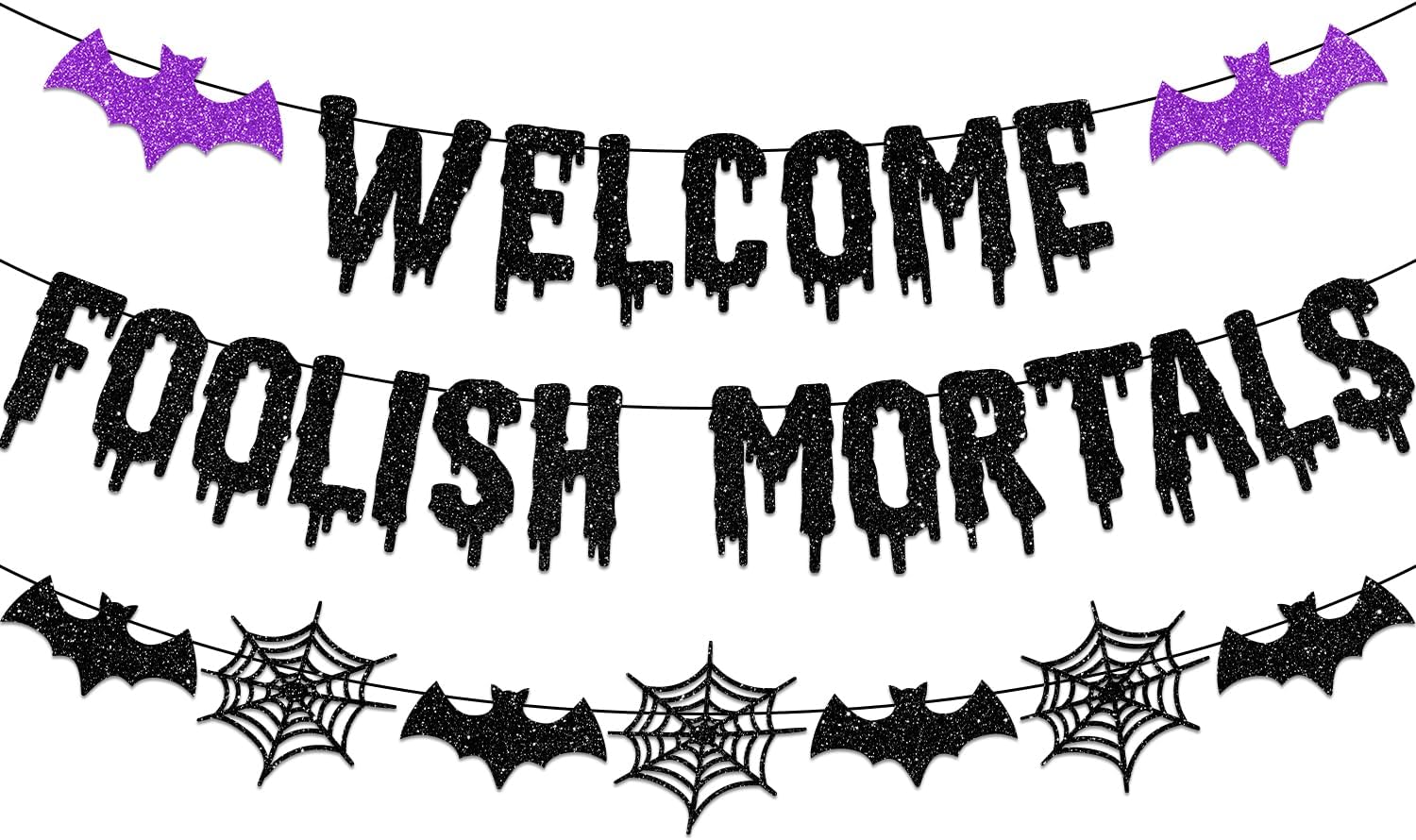 Welcome_Foolish_Mortals_Halloween_Banner_Decorations_Halloween_Haunted_Mansion_Banner_Wall_Decorations_with_Bat_and_Spider_for_Halloween_Party_Decorations