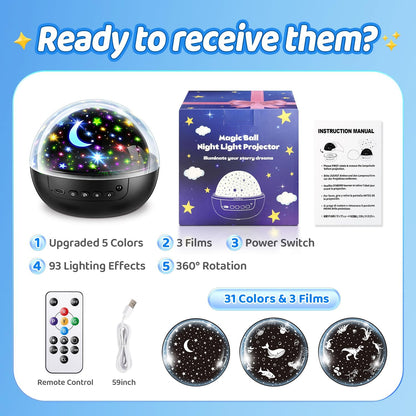 COOLNIGHT_Night_Light_for_Kids,93_Lighting+3_Films_Kids_Night_Light_Projector,Remote+Dimmable_Star_Projector,360°_Ceiling_Stars_Glow_in_The_Dark_Stars,Christmas_Gifts_for_4_Year_Old_Boy_Birthday_Gift