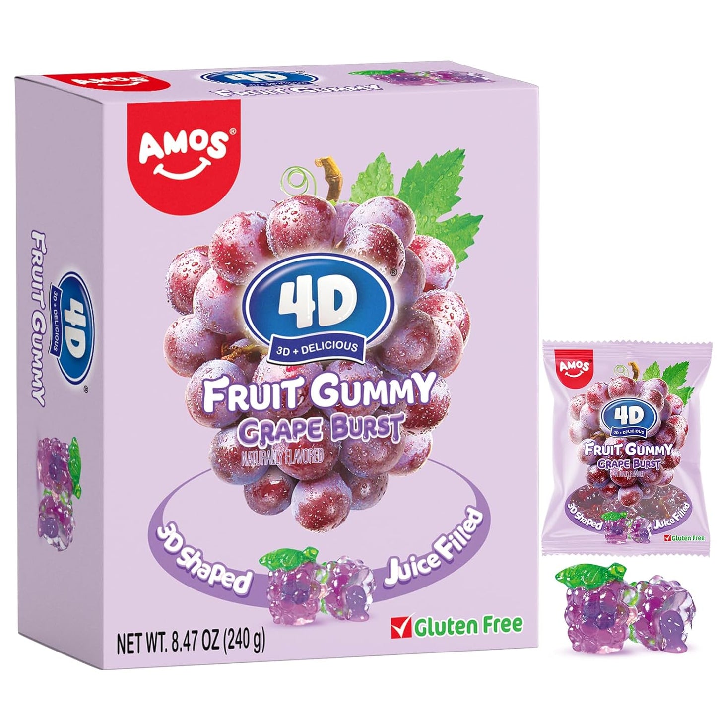 AMOS Peelerz Lychee Gummy Candy, Peelable Fruit-Shaped Candy, 8.47oz Box with 10 Individual Packs – Fun Peeling Gummy Snack Made with Real Juice