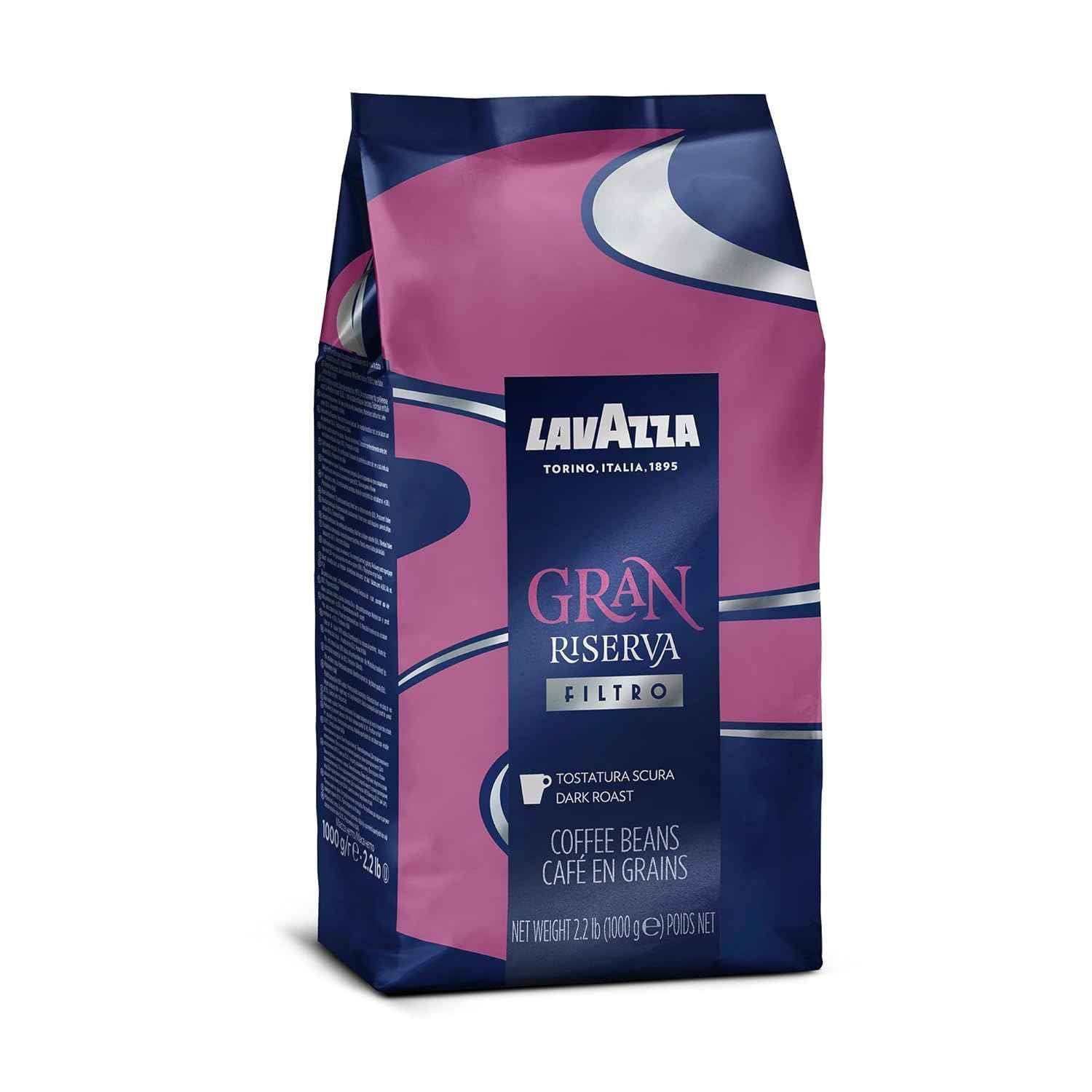 Lavazza Whole Bean Coffee Dark Roast, 100% Natural Arabica, Authentic Italian, Cocoa and Caramel aromatic notes