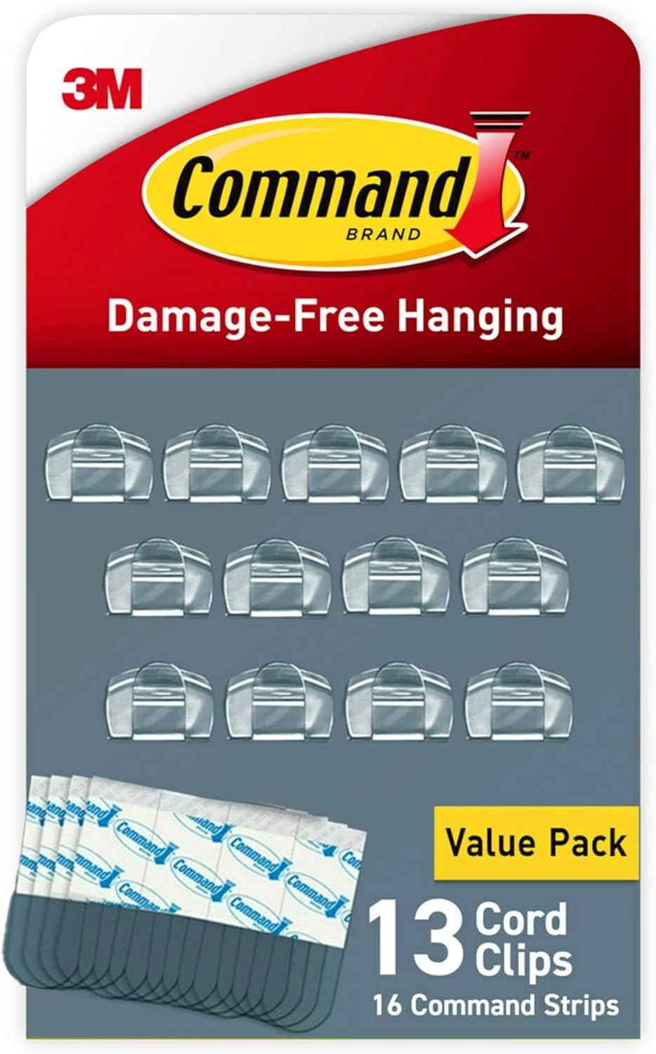 Command Round Cord Clips, Damage-Free Hanging Cable Clips, No Tools Wall Clips for Hanging Electrical Cables of Christmas Decorations