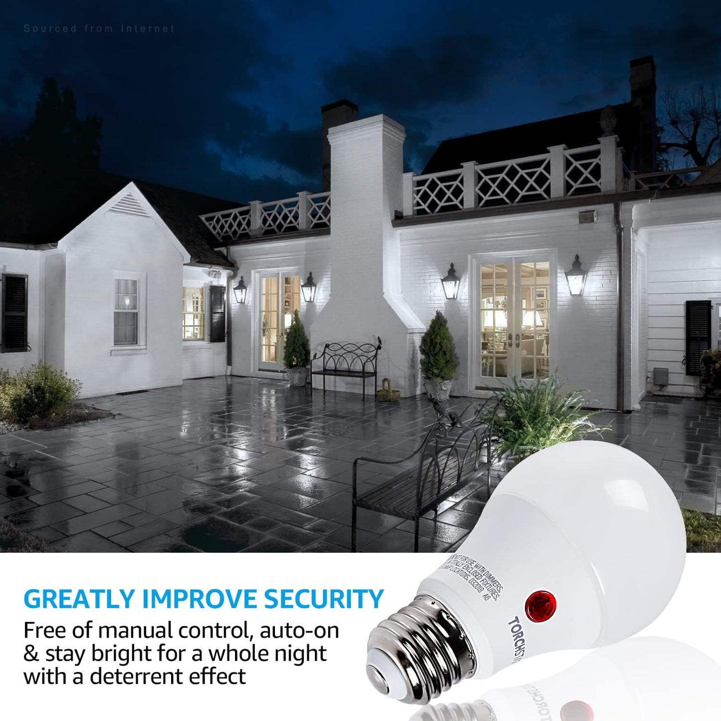 TORCHSTAR_Dusk_to_Dawn_Light_Bulbs_Outdoor,_Sensor_A19_LED_Light_Bulb,_Auto_on/Off_Photocell_Automatic_for_Outdoor_Lighting,_5000K,_Pack_of_4
