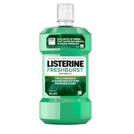 Listerine_Freshburst_Antiseptic_Mouthwash_for_Bad_Breath,_Kills_99%_of_Germs_That_Cause_Bad_Breath_&_Fight_Plaque_&_Gingivitis,_ADA_Accepted_Mouthwash,_Spearmint,_500_mL