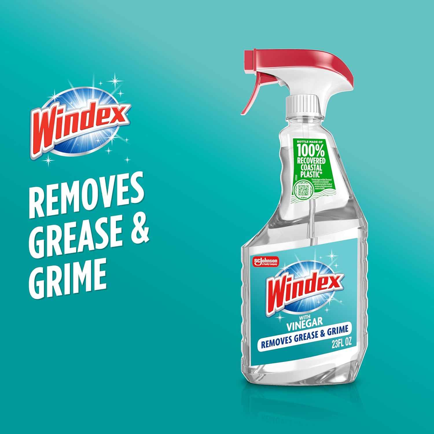 Windex Vinegar Glass and Surface Cleaner Spray Bottle, Packaging Designed to Prevent Leakage and Breaking, Surface Cleaning Spray