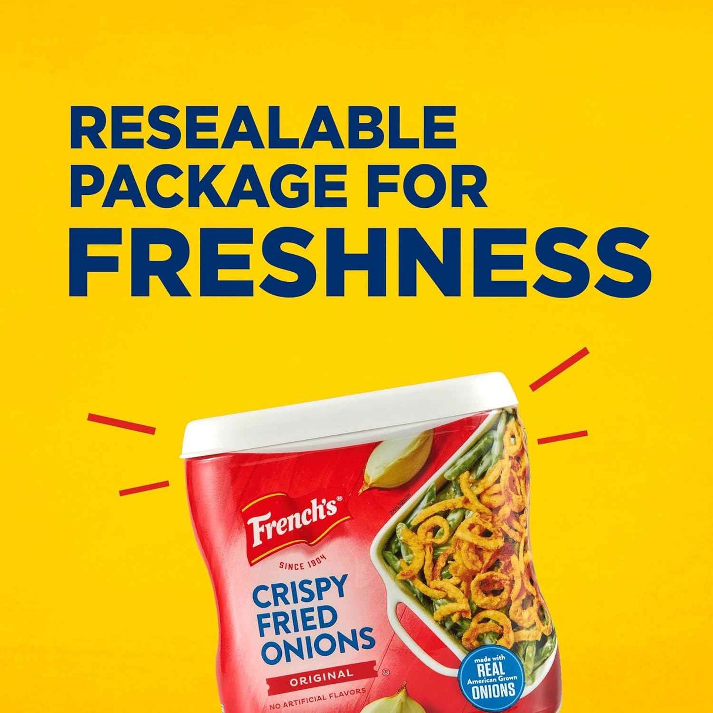 French's Crispy Fried Onions, Original, Made with Real Onions, No Artificial Flavors, Sprinkle on Salads, Potatoes, Chicken, Burgers, Green Bean Casserole, 6 oz