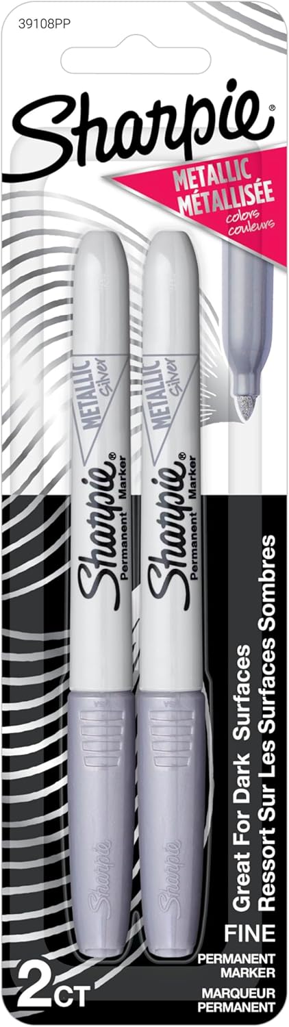 Sharpie_Metallic_Permanent_Markers,_Fine_Point,_Silver,_2_Count_-_For_Black_Paper_or_Dark_Surfaces,_Arts_&_Crafts,_Posters